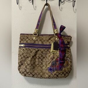 Coach Poppy Tartan Plaid Glam Tote-RARE
